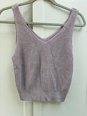 Pink Lily Lavender Knit V-Neck Tank Size S
